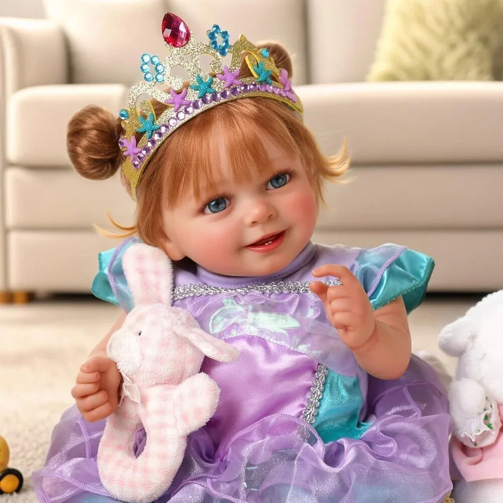 🆕18inch Weighted Cloth Body Newborn Baby Poseable Limbs Brown Hair Girl